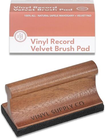 Vinyl Supply Co. Ultimate Record Cleaning Kit - 100% All-Natural Sapele Mahogany Wood 3-in-1 Brush Set - G.O.A.T. Hair Brush, Velvet Brush Pad, & Stylus Brush Cleaner in Kuwait