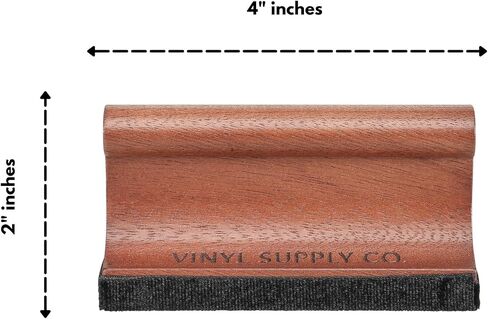 Vinyl Supply Co. Ultimate Record Cleaning Kit - 100% All-Natural Sapele Mahogany Wood 3-in-1 Brush Set - G.O.A.T. Hair Brush, Velvet Brush Pad, & Stylus Brush Cleaner in Kuwait