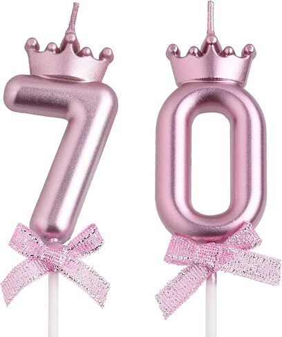 70th Birthday Candles, Gold 70 Year Old Number Birthday Candles for Men Women, Happy Birthday Party Cake Topper Decoration Gifts for 70th Wedding Anniversary Celebration in Kuwait