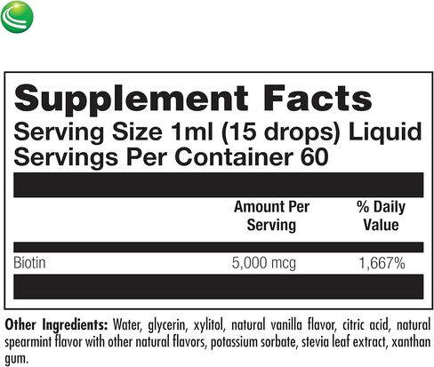 نوترا بيوجينيسيس - بيوتين 5000 - قطرات بيوتين فيتامين ب السائل للبشرة والشعر والغدة الكظرية وصحة المناعة - 2 أونصة in Kuwait