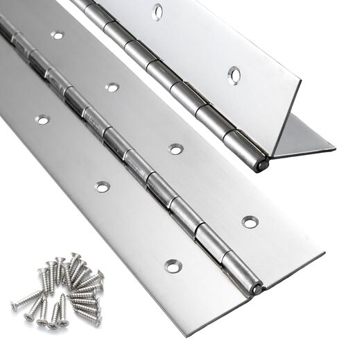 2 Pack Heavy Duty Piano Hinge 12 Inch x 2 Inch Width, 0.047'' Thick Stainless Steel Continuous & Piano Hinge for Cabinet, Door, Toolbox, Wooden Box, Metal Plate, Furniture, Industrial Project in Kuwait