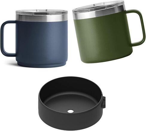 حذاء واقٍ متوافق مع كوب YETI Rambler سعة 14 أونصة/كوب قابل للتكديس وغطاء سفلي مضاد للانزلاق وغطاء حماية من السيليكون (YETI 14oz كم كوب أسود*1) in Saudi Arabia