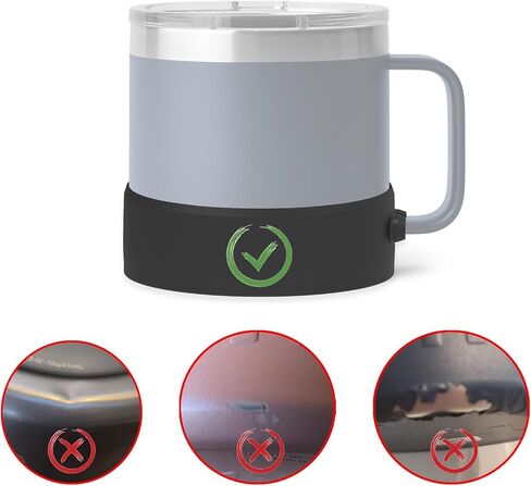 حذاء واقٍ متوافق مع كوب YETI Rambler سعة 14 أونصة/كوب قابل للتكديس وغطاء سفلي مضاد للانزلاق وغطاء حماية من السيليكون (YETI 14oz كم كوب أسود*1) in Saudi Arabia