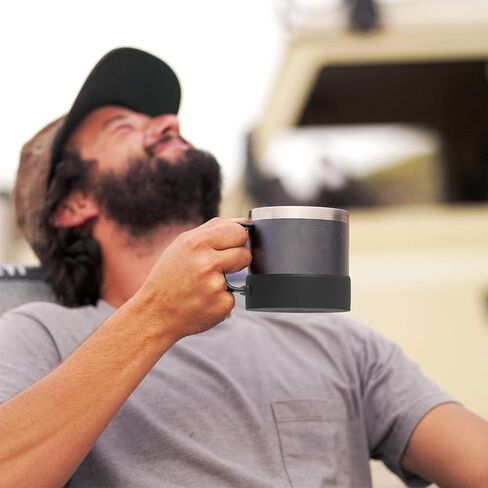 حذاء واقٍ متوافق مع كوب YETI Rambler سعة 14 أونصة/كوب قابل للتكديس وغطاء سفلي مضاد للانزلاق وغطاء حماية من السيليكون (YETI 14oz كم كوب أسود*1) in Saudi Arabia