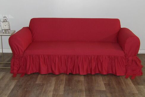 Classic Slipcovers WCD20AMYRFNAT loveseat slipcover, one Piece, Ruffled, Natural in Saudi Arabia