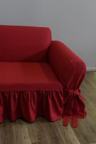 Classic Slipcovers WCD20AMYRFNAT loveseat slipcover, one Piece, Ruffled, Natural in Saudi Arabia