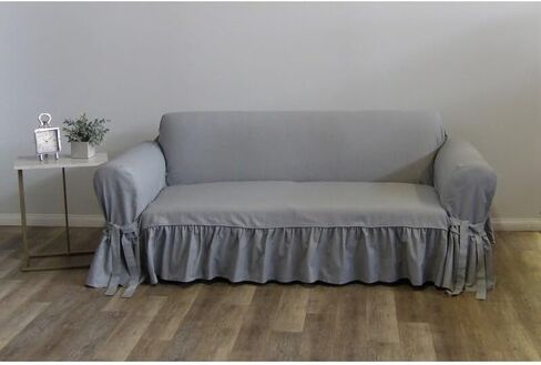 Classic Slipcovers WCD20AMYRFNAT loveseat slipcover, one Piece, Ruffled, Natural in Saudi Arabia