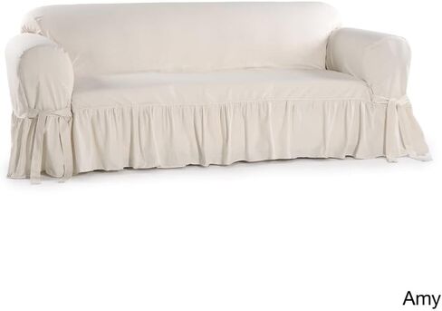 Classic Slipcovers WCD20AMYRFNAT loveseat slipcover, one Piece, Ruffled, Natural in Saudi Arabia