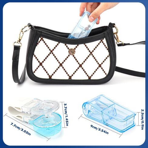 قطعتين محمولة لأخذ حبوب الدواء وقطاعة حبوب الدواء، 2023 جديد لأخذ حبوب الدواء، قطاعة حبوب احترافية، مناسبة للأطفال وكبار السن والأشخاص الذين يعانون من صعوبة في البلع ومفاصل يد ضعيفة in Kuwait