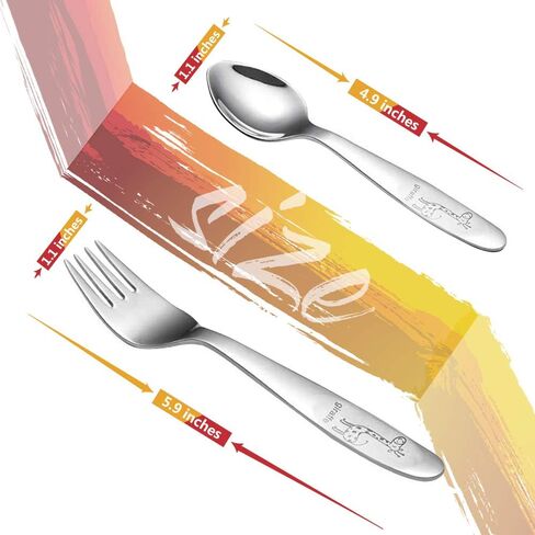 8 Piece Stainless Steel Toddler Utensil Set, Kids Safe Fork and Spoon, Children Silverware Set for Self-feeding, Including 2 Toddler Spoons, 2 Kid Spoons and 4 Kid Forks, Dishwasher Safe in Saudi Arabia