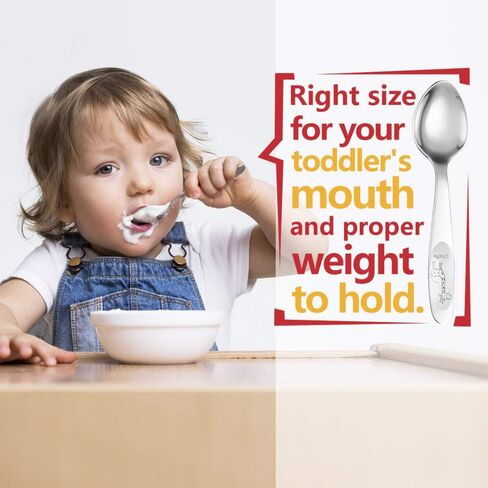 8 Piece Stainless Steel Toddler Utensil Set, Kids Safe Fork and Spoon, Children Silverware Set for Self-feeding, Including 2 Toddler Spoons, 2 Kid Spoons and 4 Kid Forks, Dishwasher Safe in Saudi Arabia