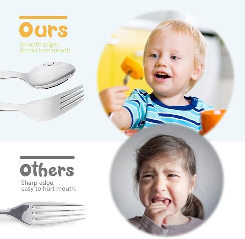 8 Piece Stainless Steel Toddler Utensil Set, Kids Safe Fork and Spoon, Children Silverware Set for Self-feeding, Including 2 Toddler Spoons, 2 Kid Spoons and 4 Kid Forks, Dishwasher Safe in Saudi Arabia