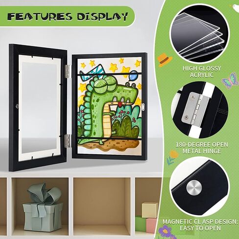2 Pack Artwork Frames, Wood Kids Artwork Frames Changeable Display 8.5x11 Frame with Mat and 10x12.5 Without Mat, Kids Artwork Holds 150 Pieces for Children Drawings, 3D Art, Crafts, White in Saudi Arabia