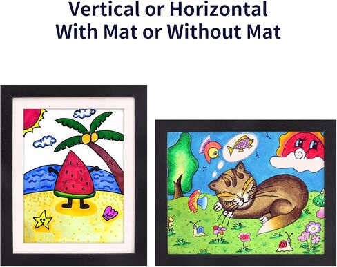 2 Pack Artwork Frames, Wood Kids Artwork Frames Changeable Display 8.5x11 Frame with Mat and 10x12.5 Without Mat, Kids Artwork Holds 150 Pieces for Children Drawings, 3D Art, Crafts, White in Saudi Arabia