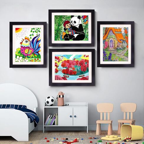 2 Pack Artwork Frames, Wood Kids Artwork Frames Changeable Display 8.5x11 Frame with Mat and 10x12.5 Without Mat, Kids Artwork Holds 150 Pieces for Children Drawings, 3D Art, Crafts, White in Saudi Arabia