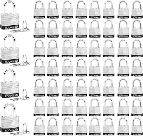 Keyed Padlocks, Laminated Steel Padlock, Keyed Alike Locks with Same Keys, PE Plastic Hoop, The Lead Content of This Pad Lock complies with CA65, 60 Pack in Kuwait