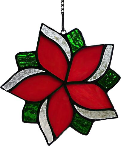 BOXCASA Lily Flower Gift for Women Stained Glass Suncatcher,Artificial Flowers Stained Glass Window Hangings,White Flower Gift for Mom,Window Suncatcher Indoor Decor for Livingroom Bedroom in Saudi Arabia