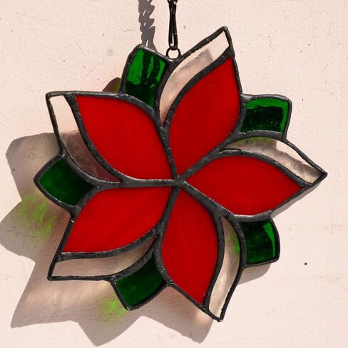 BOXCASA Lily Flower Gift for Women Stained Glass Suncatcher,Artificial Flowers Stained Glass Window Hangings,White Flower Gift for Mom,Window Suncatcher Indoor Decor for Livingroom Bedroom in Saudi Arabia