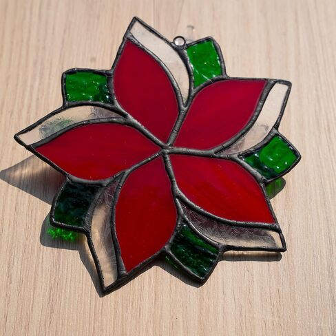 BOXCASA Lily Flower Gift for Women Stained Glass Suncatcher,Artificial Flowers Stained Glass Window Hangings,White Flower Gift for Mom,Window Suncatcher Indoor Decor for Livingroom Bedroom in Saudi Arabia