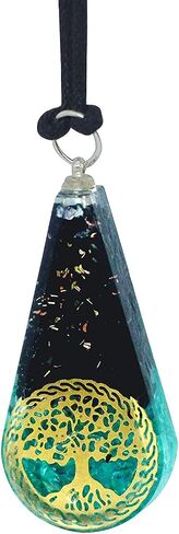 Orgone قلادة أسود التورمالين الأزرق الجزع الزبرجد مع حياة شجرة قلادة لشفاء الريكي مولد الطاقة الإيجابية أورجونيت قلادة قلادة التورمالين كريستال شقرا موازنة اليوغا in Saudi Arabia