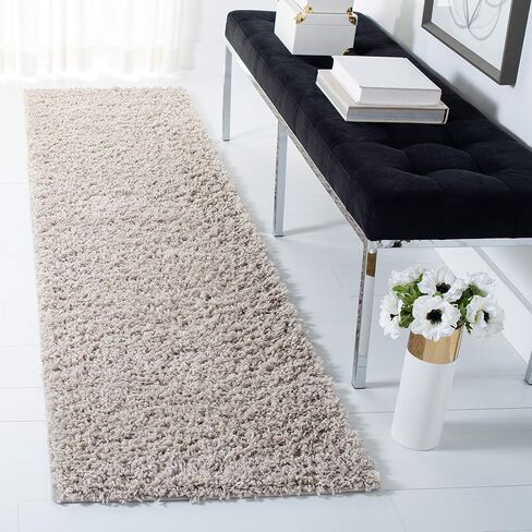 SAFAVIEH Venus Shag Collection Runner Rug - 2'2" x 10', Taupe, Solid Design, Non-Shedding & Easy Care, 1.8-inch Thick Ideal for High Traffic Areas in Living Room, Bedroom (VNS520E) in Saudi Arabia