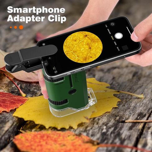 100x-250x Mini Pocket Microscope for Kids Adults, Protable Handheld Microscope with 5 Microscope Slides, Phone Adapter, Miniscope Portable Microscope Kit for Kids Adults Science Lab Education, Blue in Kuwait