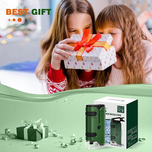 100x-250x Mini Pocket Microscope for Kids Adults, Protable Handheld Microscope with 5 Microscope Slides, Phone Adapter, Miniscope Portable Microscope Kit for Kids Adults Science Lab Education, Blue in Kuwait