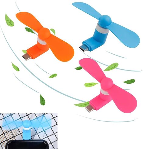 PCTC 3PCS Type C Mini Phone Fan Type C for Samsung Galaxy S24 / S23 / 23 Ultra/ 24 Ultra, Compatible with Apple iPhone 15/15 Pro /15 Pro Max, for Moto Razr 40 Ultra /g54/Edge S Pro/Razr 40 in Saudi Arabia