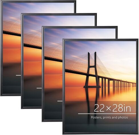 Lovelite 22x28 Poster Frame Set of 4, Black Photo Frames with Resistant Plexiglass, Picture Frames for Wall Paintings Pictures Artwork, Horizontal or Vertical Display in Saudi Arabia