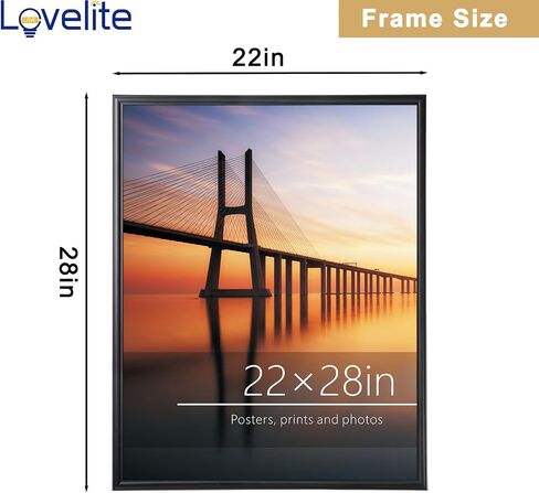 Lovelite 22x28 Poster Frame Set of 4, Black Photo Frames with Resistant Plexiglass, Picture Frames for Wall Paintings Pictures Artwork, Horizontal or Vertical Display in Saudi Arabia