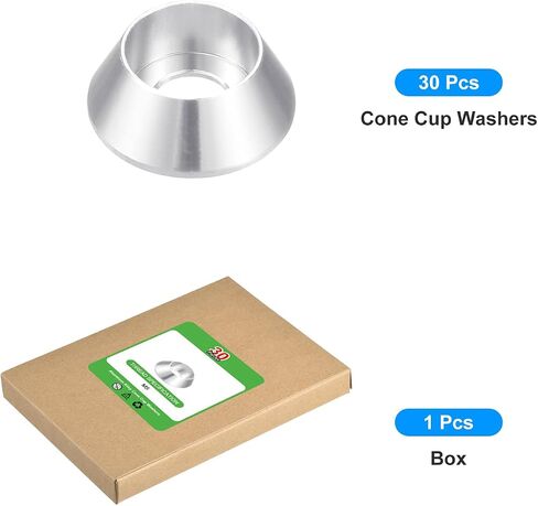 غسالات uxcell M4 Cone Cup غاطسة، 30 قطعة من حشيات الألومنيوم المؤكسدة، حشية غسالة رأس الكوب، حشية برغي الكوب لأجزاء الملحقات الميكانيكية، فضي in Saudi Arabia