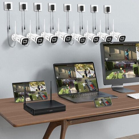 4CH Wireless Security Camera System, 2MP CCTV NVR System with 1TB HDD, 4X Bullet Outdoor WiFi IP Cameras, Audio Recording, Night Vision, Human Detection APP Email Alert in Saudi Arabia