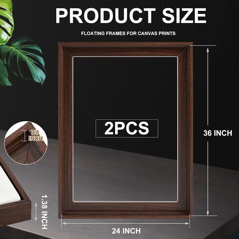 Suzile 2 Pack Floating Frame for Canvas 0.9 in Deep Removable Painting Floater Frame Assembly Required for Oil Paintings Picture Finished Stretched Canvas Artwork Prints(Black,36 x 48 Inch) in Saudi Arabia