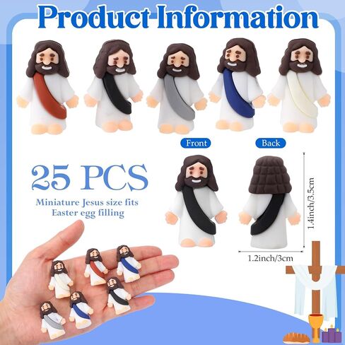 Bememo 25 Pcs Little Jesus Figures Original Design Mini Rubber Jesus Toys to Hide and Seek Religious Party Favors Sunday School Baptism Gifts (Macaron Color,Classic Style) in Saudi Arabia