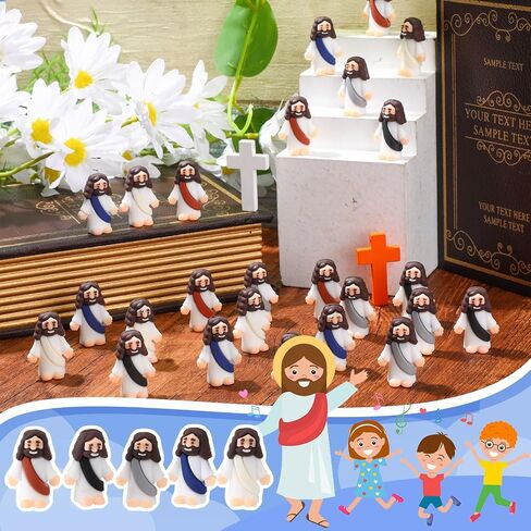 Bememo 25 Pcs Little Jesus Figures Original Design Mini Rubber Jesus Toys to Hide and Seek Religious Party Favors Sunday School Baptism Gifts (Macaron Color,Classic Style) in Saudi Arabia