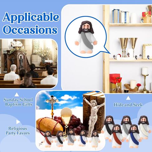 Bememo 25 Pcs Little Jesus Figures Original Design Mini Rubber Jesus Toys to Hide and Seek Religious Party Favors Sunday School Baptism Gifts (Macaron Color,Classic Style) in Saudi Arabia