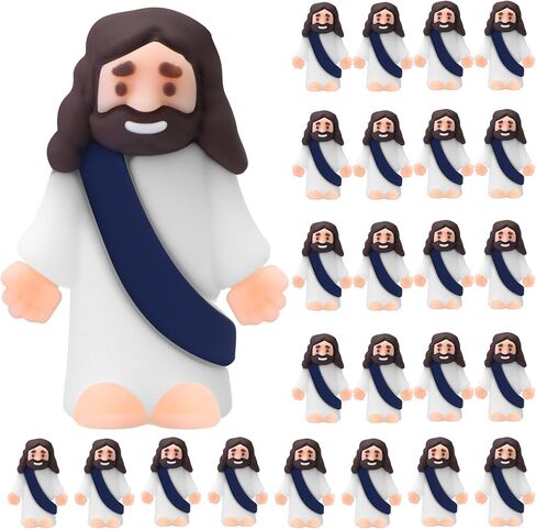 Bememo 25 Pcs Little Jesus Figures Original Design Mini Rubber Jesus Toys to Hide and Seek Religious Party Favors Sunday School Baptism Gifts (Macaron Color,Classic Style) in Saudi Arabia