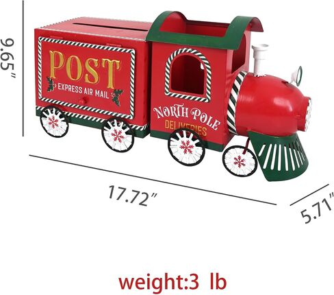 Xmas Letters to Santa Mailbox Christmas Red Train Decorative Box North Pole Post Vintage Mailbox Christmas Decorative Boxes Farmhouse Decor Rustic Metal Christmas Decorations for Home in Saudi Arabia