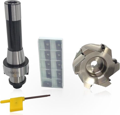 R8 FMB22 Face End Mill Arbor، KM12 50-22-4T Face End Milling Shell Cutter، FMB22 Face Mill Mill، R8 7 / 16-20UNF Shank، Face End Mill Arbor، 10 قطع SEKT1204 إدراجات كربيد، مفتاح T20 in Kuwait