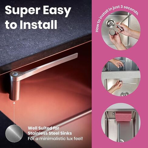 Magnetic Dish Cloth Holder for Kitchen Sink - Works on Steel, Metal Sinks - Dish Rag Hanger with Strong Magnetic Backing Durable and Sustainable Kitchen Solution (Composite) in Saudi Arabia