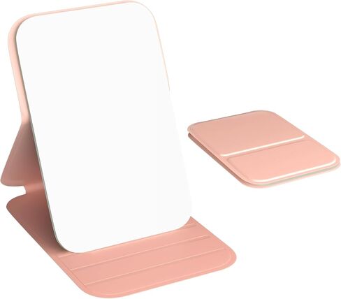 wobsion Compact Mirror, Small Travel Makeup Mirror,3.9in Folding Mini Mirror,Standed&Handheld,Portable for Pocket,Purse,Gift,Rosy in Saudi Arabia