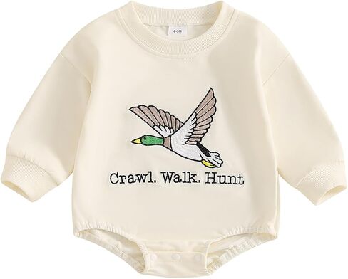 Pudcoco Duck Hunting Baby Clothes Infant Baby Boys Girls Long Sleeve Mallard Duck Sweatshirt Romper Bodysuit in Saudi Arabia