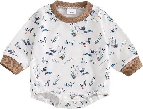 Pudcoco Duck Hunting Baby Clothes Infant Baby Boys Girls Long Sleeve Mallard Duck Sweatshirt Romper Bodysuit in Saudi Arabia