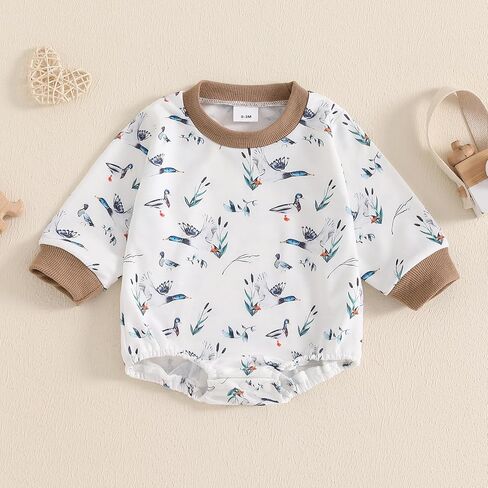 Pudcoco Duck Hunting Baby Clothes Infant Baby Boys Girls Long Sleeve Mallard Duck Sweatshirt Romper Bodysuit in Saudi Arabia