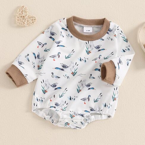 Pudcoco Duck Hunting Baby Clothes Infant Baby Boys Girls Long Sleeve Mallard Duck Sweatshirt Romper Bodysuit in Saudi Arabia
