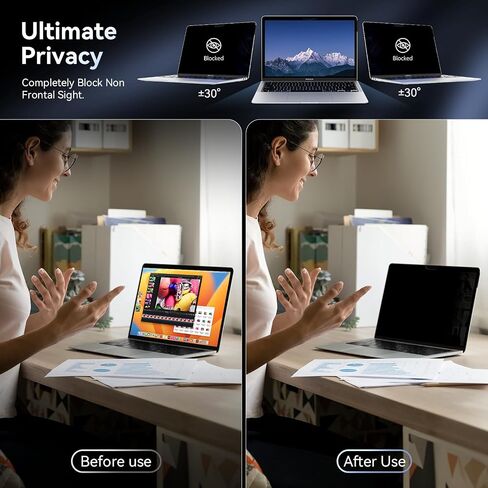Magnetic 14 Inch Laptop Privacy Screen for 16:10 Computer Monitor, Removable Anti Glare Blue Light Filter Protector, 14 in Privacy Shield Compatible with Lenovo Hp Dell Acer Asus Thinkpad Envy Xps in Kuwait