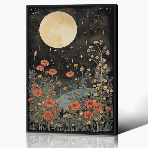 Yuaruo Halloween Fantasy Forest Canvas Wall Art، فوانيس سحرية رائعة على الأشجار ملصق أزرق للغرفة الجمالية، الجنية العجائب ليلة داكنة اليراعات النهر صورة طباعة ديكور 12x16in غير مؤطرة in Kuwait