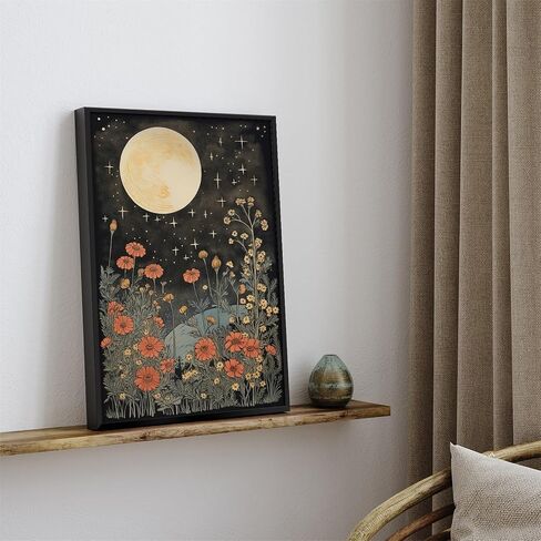 Yuaruo Halloween Fantasy Forest Canvas Wall Art، فوانيس سحرية رائعة على الأشجار ملصق أزرق للغرفة الجمالية، الجنية العجائب ليلة داكنة اليراعات النهر صورة طباعة ديكور 12x16in غير مؤطرة in Kuwait