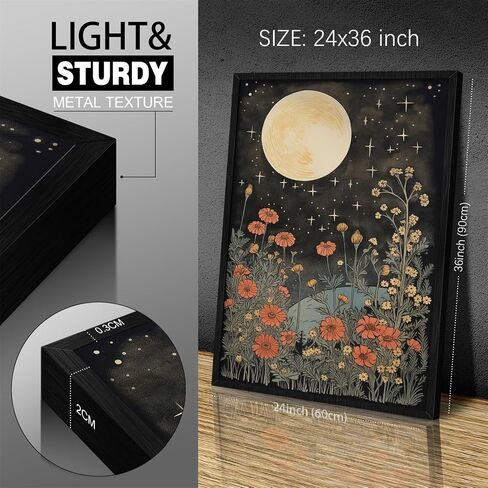 Yuaruo Halloween Fantasy Forest Canvas Wall Art، فوانيس سحرية رائعة على الأشجار ملصق أزرق للغرفة الجمالية، الجنية العجائب ليلة داكنة اليراعات النهر صورة طباعة ديكور 12x16in غير مؤطرة in Kuwait