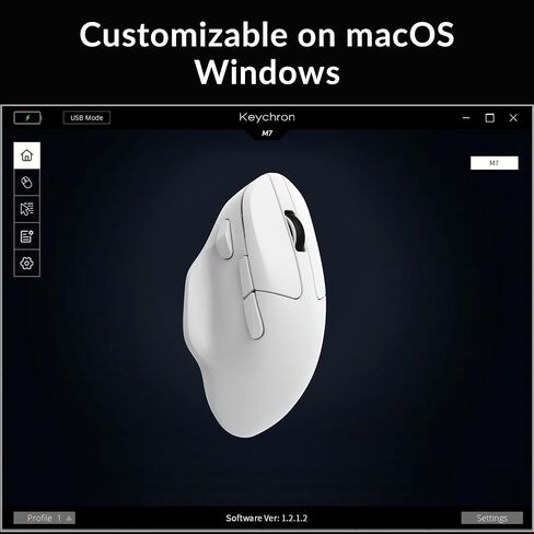 Keychron M7 Wireless Computer Mouse, 26K DPI Optical Computer Mouse, 2.4 GHz/Bluetooth/Wired with Macro Button 63g Lightweight Ergonomic, Up to 70 Hours Worktime for Laptop macOS/Windows - Black in Kuwait